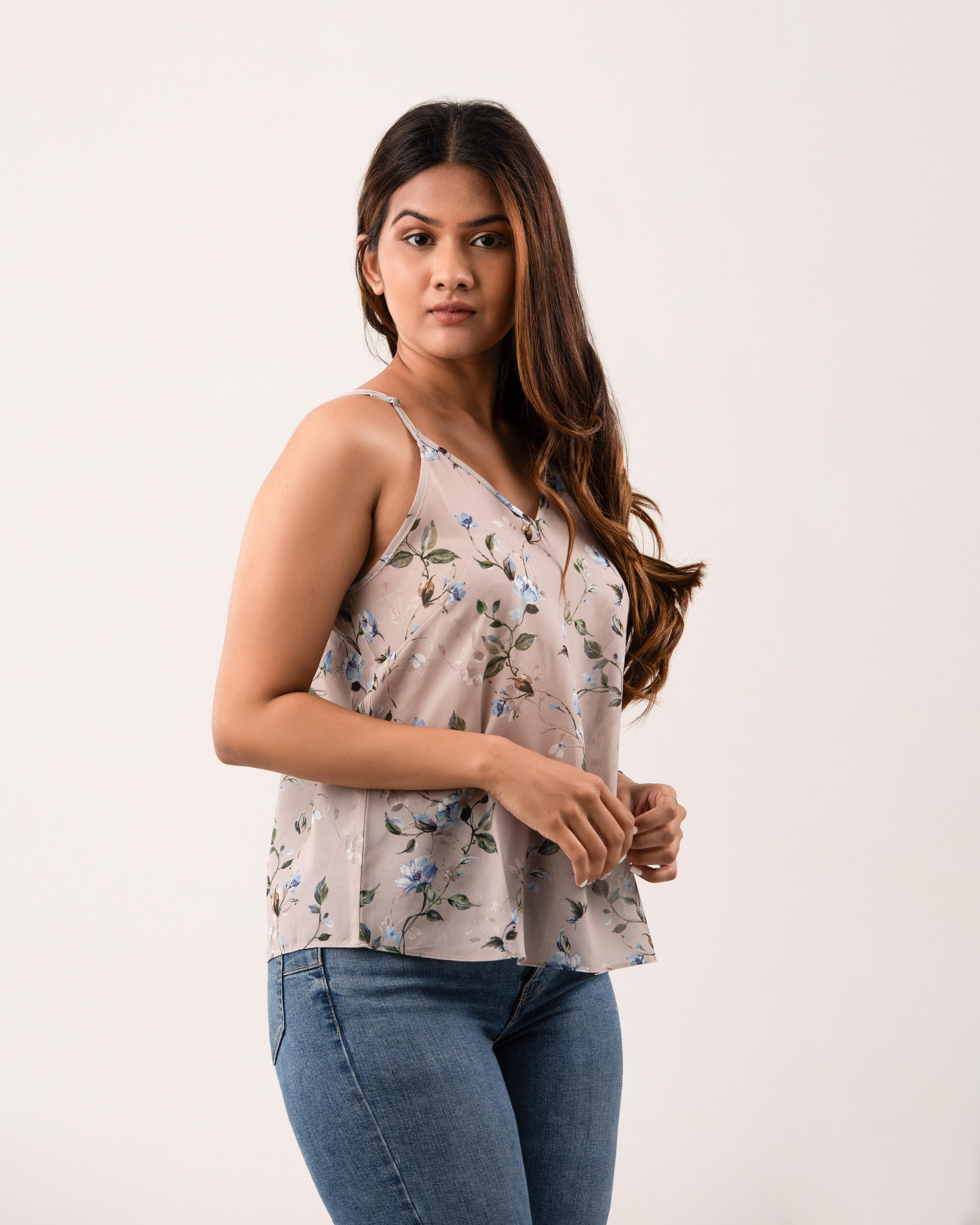 Gray mist Greenery Strap top
