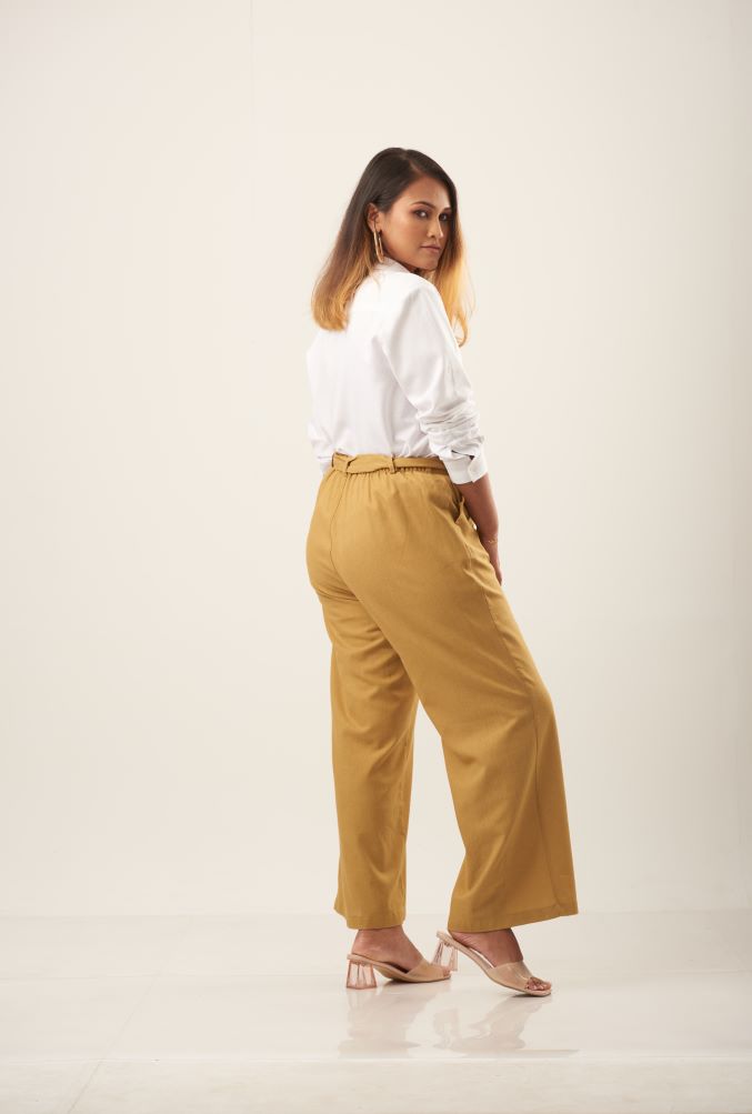 Tie waist wide leg pant